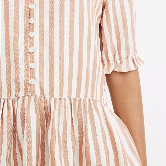 MADEWELL women’s courtyard ruffle hem top in stripe sz XXS - Picture 3 of 10